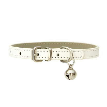 Leather Small Dog Cat Collar with Bell Safety Adjustable Cat Kitten Straps Puppy Necklaces Chihuahua Collars Pet Supplies