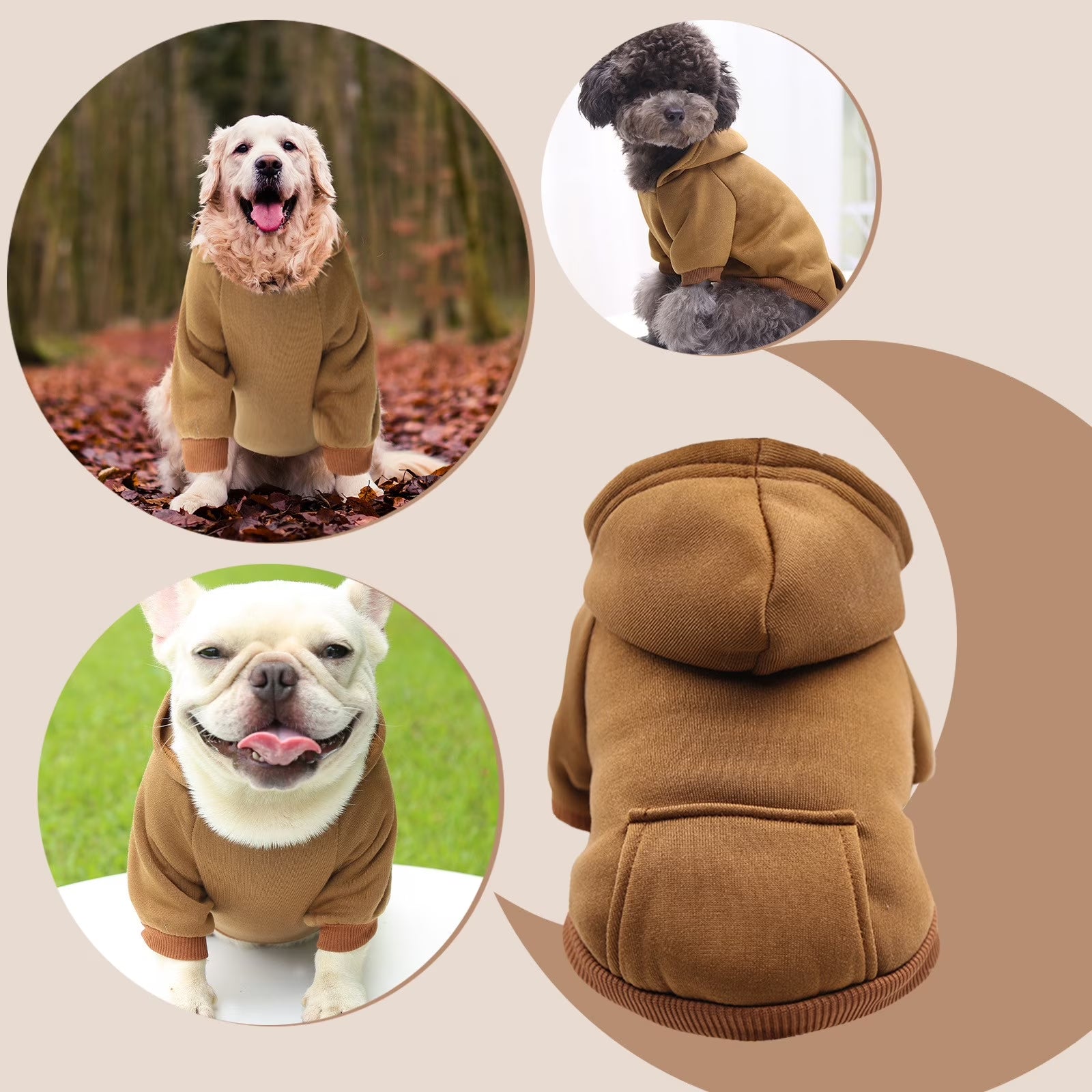 Dog Hoodie with Pocket - Fall Winter Warm Sweater Puppy Clothes for Small Medium Dogs Boy Girl Puppy Clothes Brown 2XL Brown