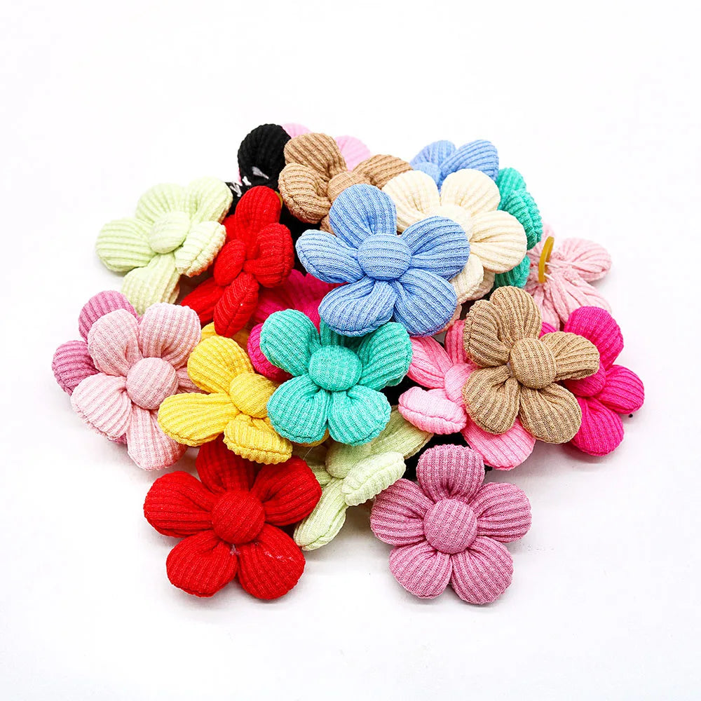 20PCS Pet Bows Flowers Shape Hair Accessories Handmade Dog Bows with Rubber Bands Bowknot for Dogs Pet Grooming Products