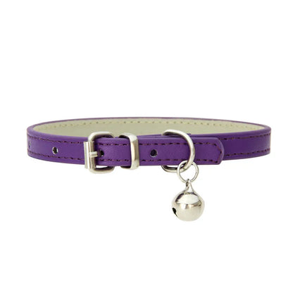 Leather Small Dog Cat Collar with Bell Safety Adjustable Cat Kitten Straps Puppy Necklaces Chihuahua Collars Pet Supplies
