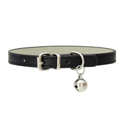 Leather Small Dog Cat Collar with Bell Safety Adjustable Cat Kitten Straps Puppy Necklaces Chihuahua Collars Pet Supplies