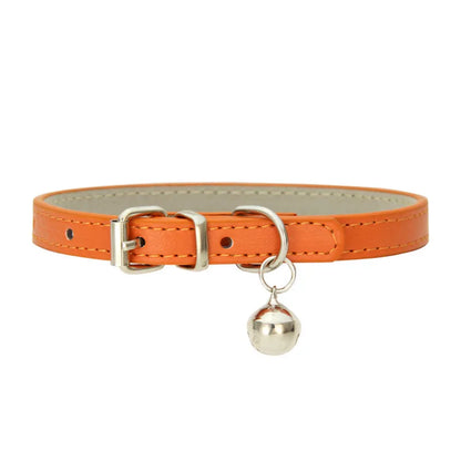 Leather Small Dog Cat Collar with Bell Safety Adjustable Cat Kitten Straps Puppy Necklaces Chihuahua Collars Pet Supplies