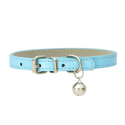 Leather Small Dog Cat Collar with Bell Safety Adjustable Cat Kitten Straps Puppy Necklaces Chihuahua Collars Pet Supplies