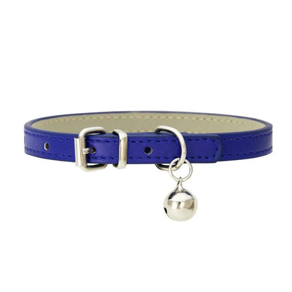 Leather Small Dog Cat Collar with Bell Safety Adjustable Cat Kitten Straps Puppy Necklaces Chihuahua Collars Pet Supplies